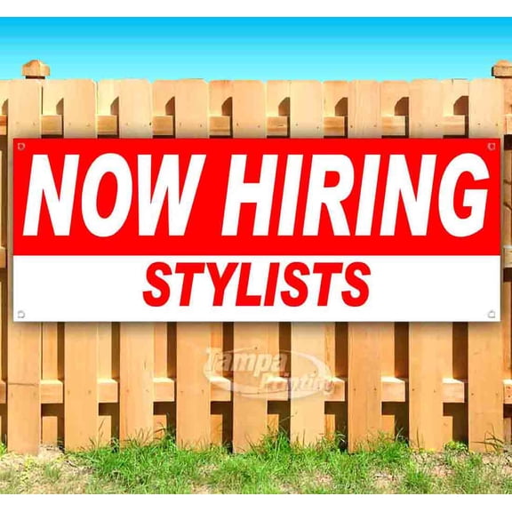 Now Hiring Stylists 13 oz Vinyl Banner With Metal Grommets