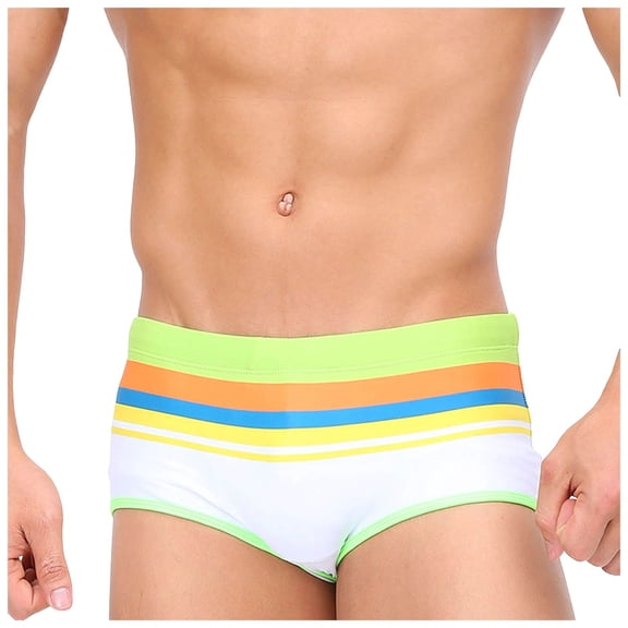 Leey-World Men Swimwear Sexy Swimsuit Brazilian Cut Swim Boxer Briefs Trunks Bikini Mens Speedo Swim Briefs(Green,L)