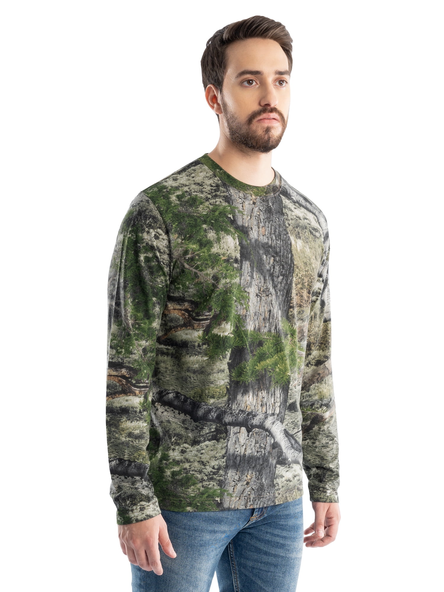 Mossy Oak Men's Long Sleeve Scent Control Hunting Camouflage T-Shirt, Mossy Oak Mountain Country, L