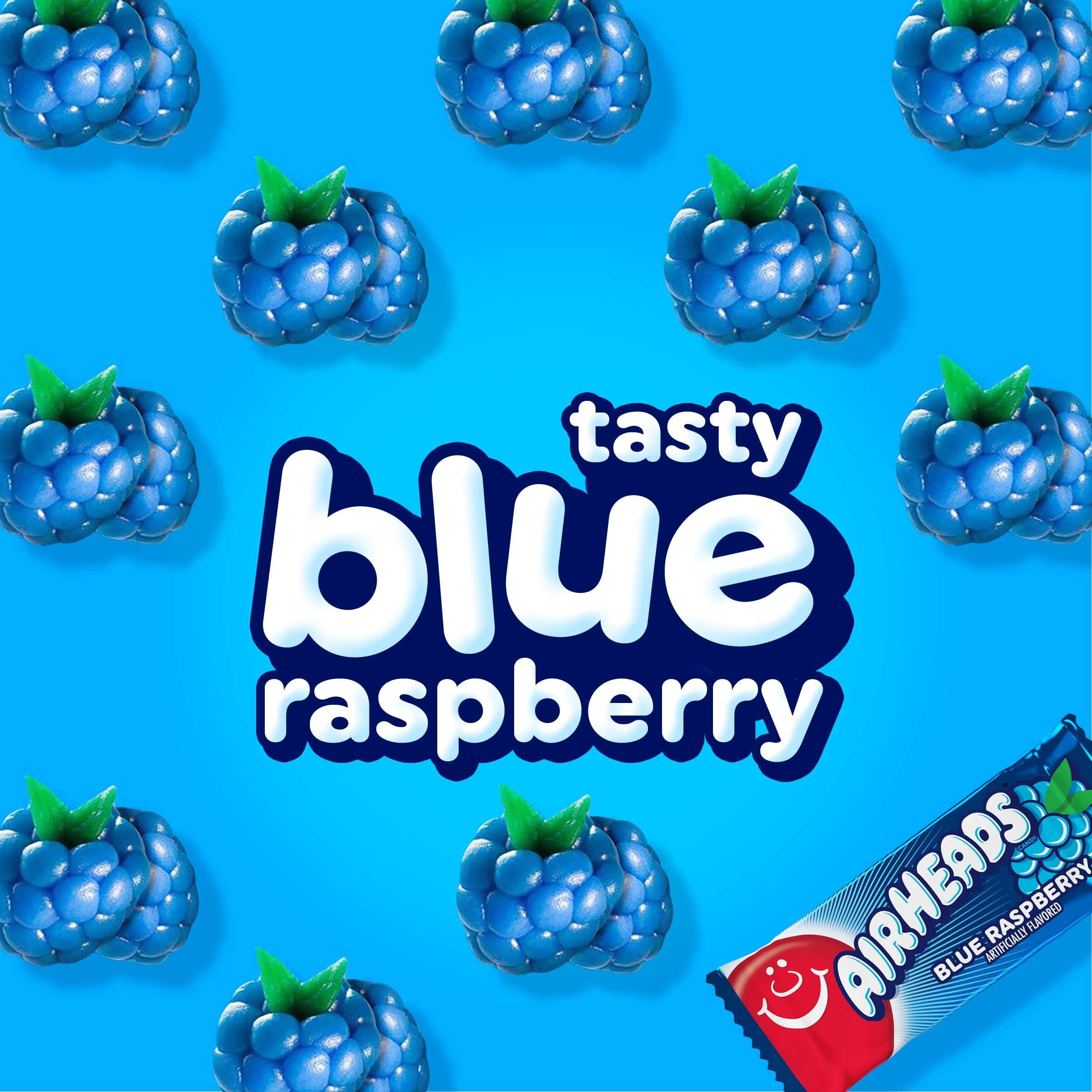Airheads Candy Mini Bars, Blue Raspberry Flavor, Individually Wrapped, Bulk Box, Non Melting, Party, 5 Pound Bag