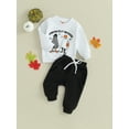 thumbnail image 4 of Toddler Baby Boy Halloween Outfits Ghost Pumpkin Print Sweatshirt Tops Pants Set Cute Infant Newborn Fall Clothes, 4 of 10