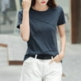 thumbnail image 3 of pstuiky Womens T Shirts Trendy Short Sleeve Solid Color Summer Tops Business Casual Loose Fit Crew Neck Spring Tops Work Blouses for Women, 3 of 5