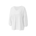 thumbnail image 3 of Sunloudy - Camiseta de verano con cuello en V para mujer, casual, manga larga, color sólido, túnica holgada Sunloudy  moda, 3 of 10