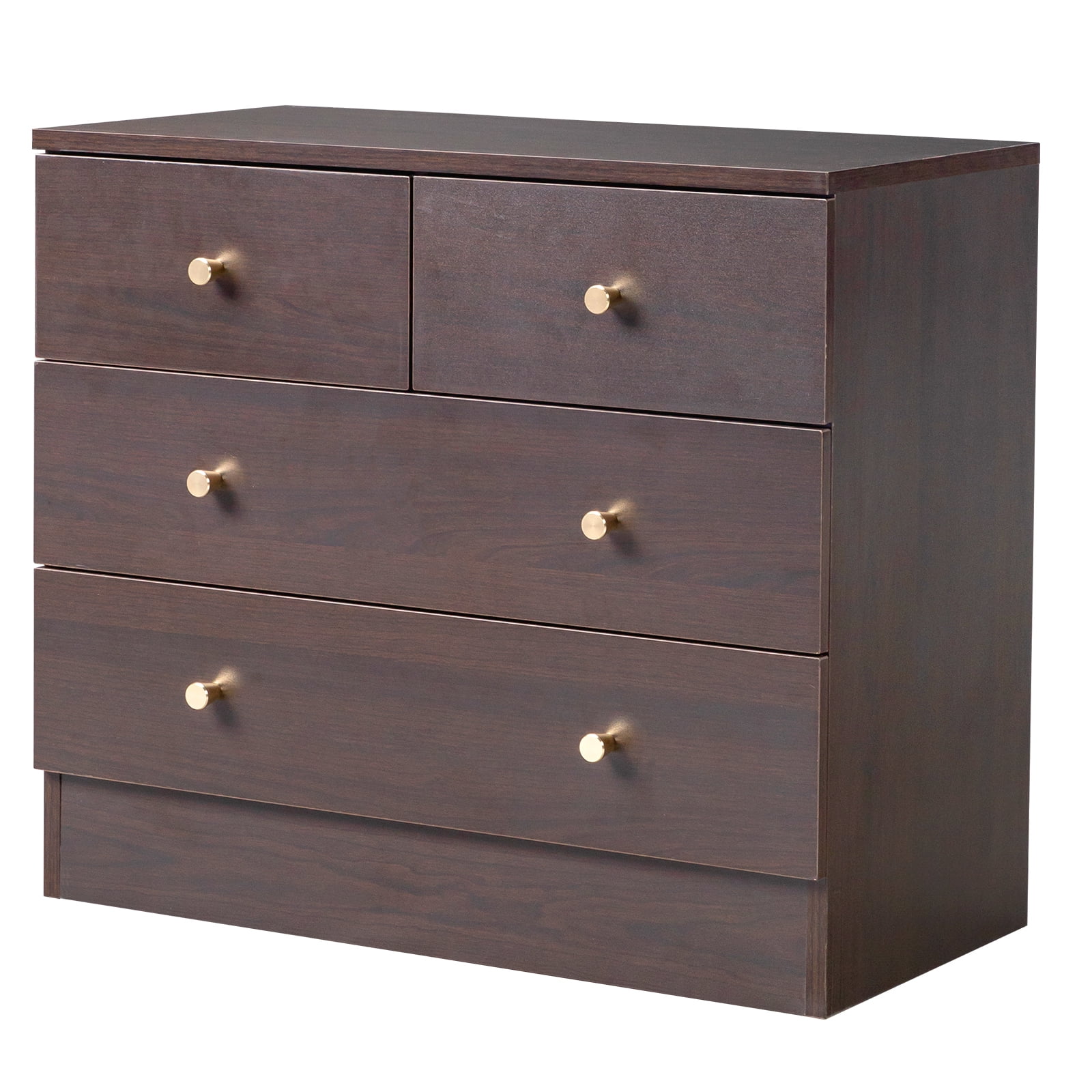 UBesGoo Modern Wood 4-Drawer Dresser Chest Bedside Table for Bedroom,Living Room,Brown