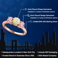 thumbnail image 2 of Gem Stone King 18K Rose Gold Plated Silver White Ethiopian Opal and Pink Lab Grown Diamond Engagement Ring for Women | 1.56 Cttw | Round Cabochon 6MM | Gemstone October Birthstone | Size 7, 2 of 6