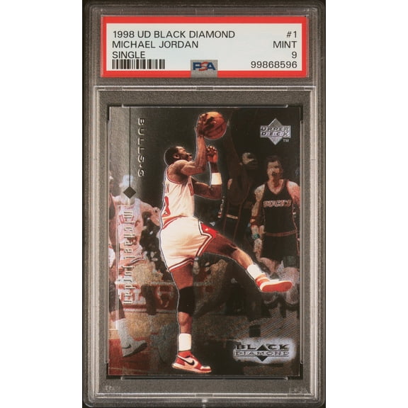 Michael Jordan 1998 Upper Deck Black Diamond Basketball Card #1 Graded PSA 9