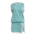 thumbnail image 4 of Laipiong 2 Piece Short Sets for Women Summer Matching Athletic Outfits Ribbed Knit Tank Top and Split Lined Skirt pajama sets for women 2 piece, 4 of 5