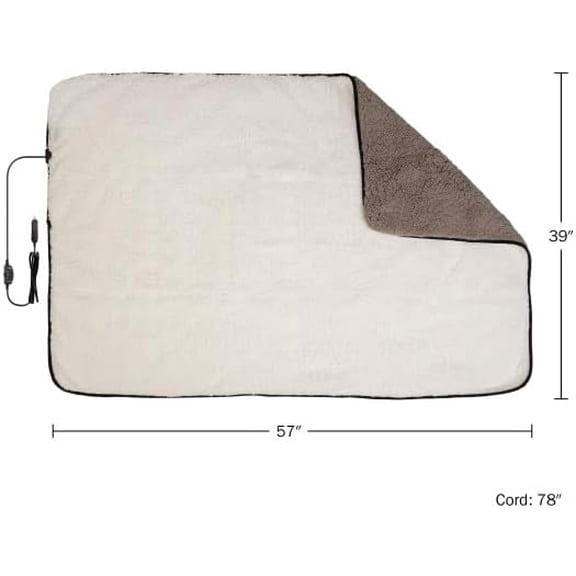 Heated Car Blanket 2-Pack - 12V Heated Blanket for Car, RV or Camping - 57x39” Portable Electric Travel Throw - 2 Heat Levels - Tailgating Essentials (Gray)