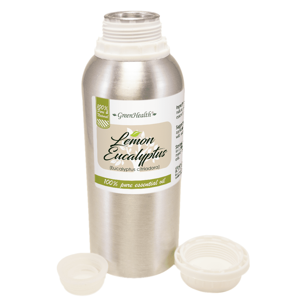 GreenHealth 100% Pure Lemon Eucalyptus Essential Oil, 8 fl oz (237 ml) Aluminum Bottle with Plug Cap