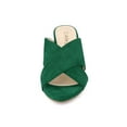 thumbnail image 6 of BLISSFUL STEP Women's Sandals Block Heels Crisscross Strap Mules Slide Sandals Green 9, 6 of 8