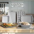 thumbnail image 3 of Country Kitchen Bakeware Set, 10-Piece Nonstick Stackable Baking Pans with Silicone Handles, Red, 3 of 7