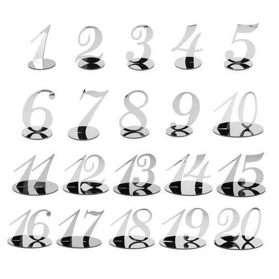 Table Numbers Wedding Acrylic for Stands (Silver)