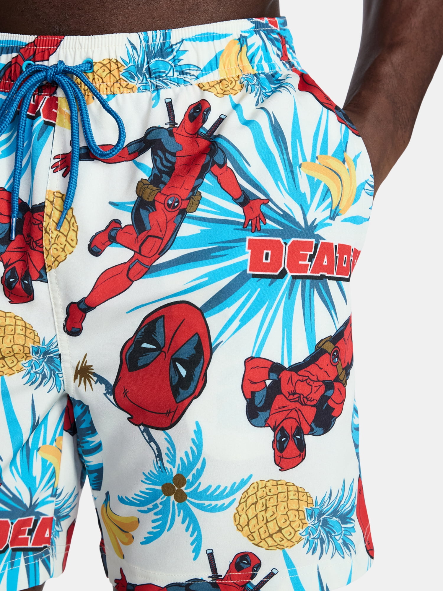 Marvel Deadpool Palms Men's and Big Men's Swim Trunks, Sizes S-3XL