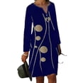 thumbnail image 1 of DYMADE Women Printed Buttons V-Neck Mid Length Loose Dress, 1 of 4