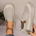 thumbnail image 2 of Beige Shoes For Ladies Casual Comfortable Knitwear Mesh Breathable Round Toe Closed Toe One-Foot Shallow Mouth Flat Spring Summer Slip On Daily Use Size 39, 2 of 7