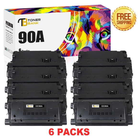 Toner Bank Compatible Toner Cartridge Replacement for HP 90A CE390A High Yield LaserJet Enterprise 600 M602 M601 M4555 M602dn M602n M602x M603dn M603n M4555f M4555h Printer (Black, 6-Pack)