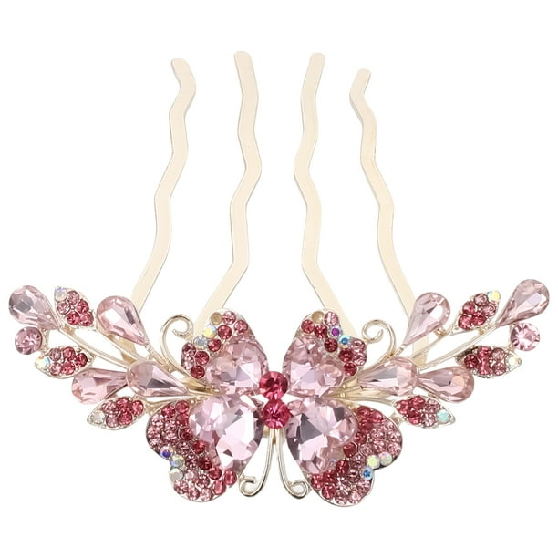 Peine lateral para el pelo, horquilla con diamantes de imitación, peine para el pelo para niñas, horquilla de 4 puntas, accesorio para el cabello de boda