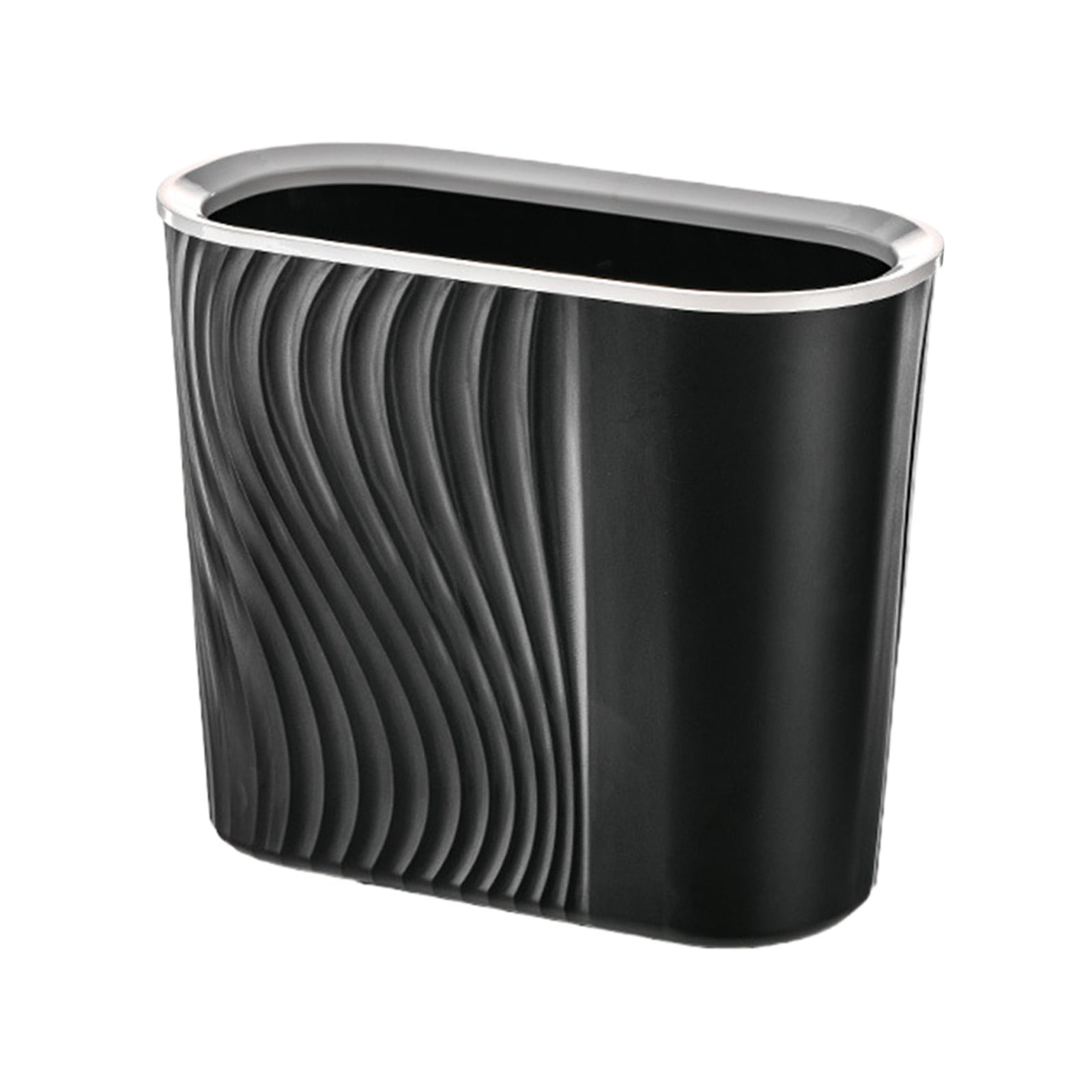 Cagogo Wastebasket, Plastic Trash Can, Striped Seamless Design for Home Kitchen Bathroom, Blue Gray White Small Garbage Bin for Office Garage Dorm