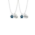 thumbnail image 2 of Delight Jewelry Silvertone Medium Translucent Navy Paw Mother & Daughter Heart Necklaces (Set of 2), 19"+2", 2 of 4