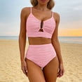 thumbnail image 3 of Taqqpue High Waisted Bikini Sets for Women ,Solid Color V Neck Two Piece Swimsuits Swim Suits Tummy Control Bathing Suit for Women, 3 of 5