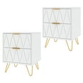 thumbnail image 4 of Hommoo 2 Drawers Nightstand Set, Modern Bedside Table Set with Metal Leg, Accent End Side Table for Living Room & Bedroom, White, 4 of 9