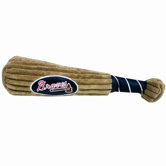 Pets First MLB Atlanta Braves BAT TOY for DOGS & CATS. 29 MLB Teams available. - Plush PET TOY with inner SQUEAKER. Officially Licensed Baseball BAT.