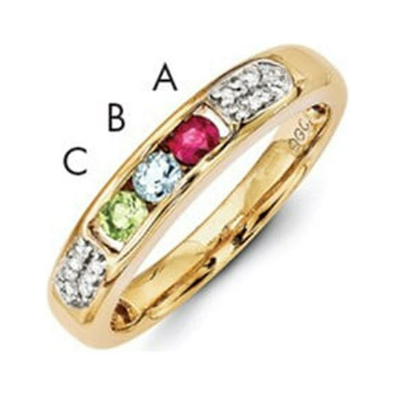 14K Yellow Gold Ring Band Mother's & Family Semi Mount Diamond center Stone Mounting 4 mm