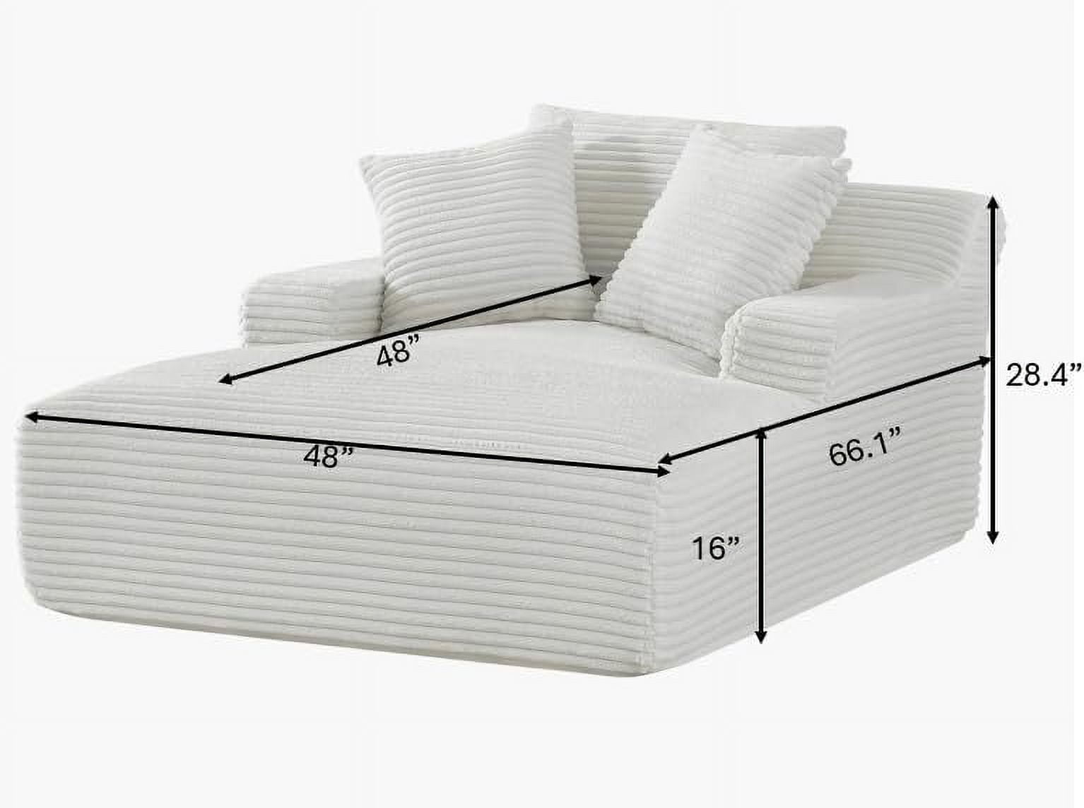 AENKYO Oversized Corduroy Chaise Lounge Chair – Extra Wide Cloud Couch Daybed with 3 Pillows, No Assembly, Deep Seat Sleeper Sofa for Living Room & Bedroom, Green