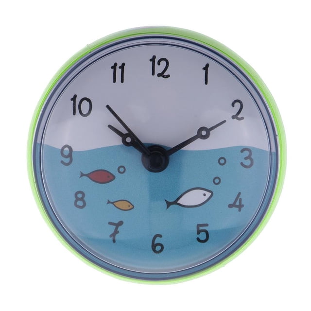jifeng Bathroom Silicone Wall Suction Clock Waterproof Time Display Colorful Green A-Green