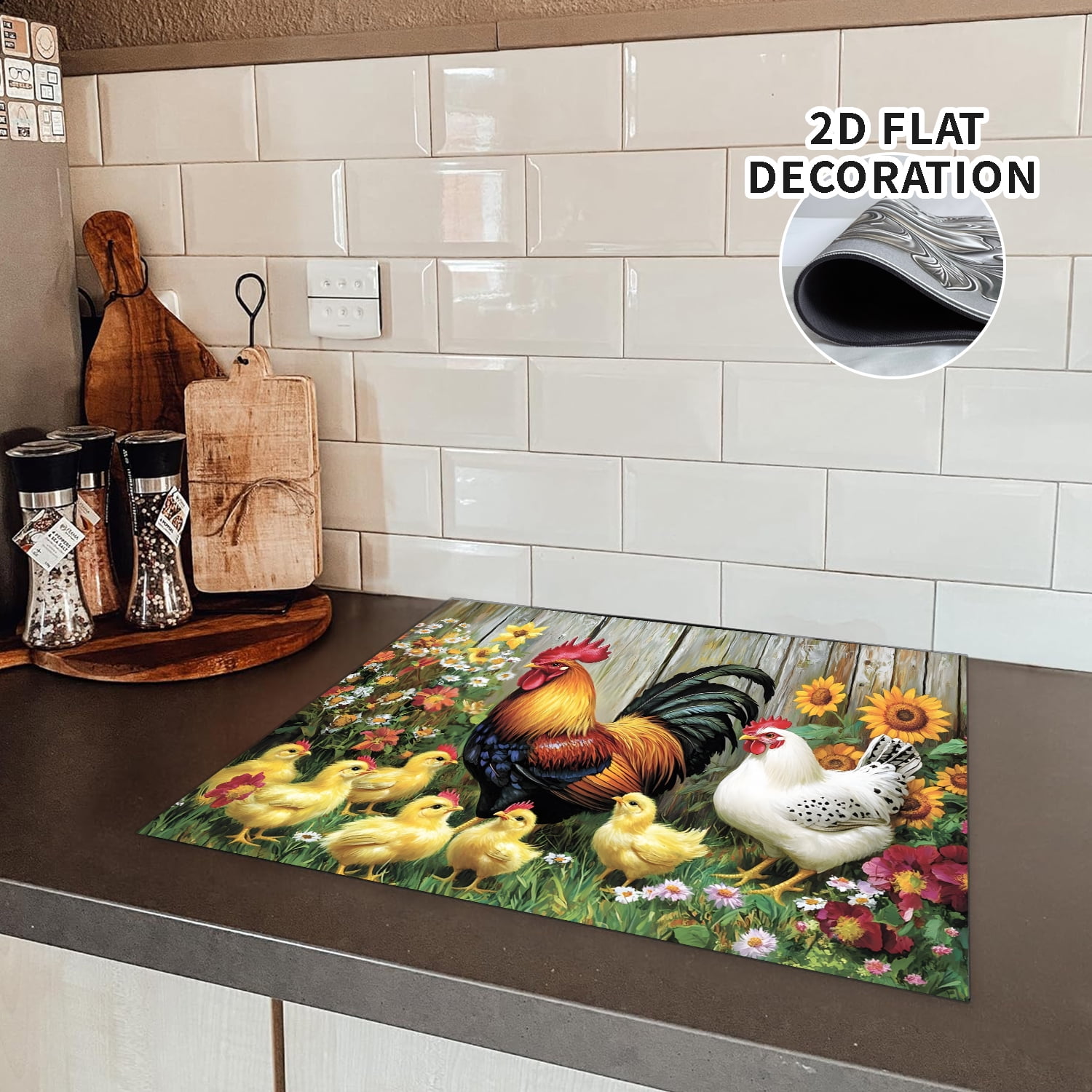 Farm rooster pattern Stove Top Cover for Electric Stove (28.5"x20.5") - Ceramic Glass Cooktop Protector, Heat Resistant Range Cover, Flat  Stovetop Protector, Multipurpose Dish Drying Mat for Kitchen