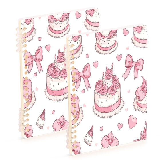Wirebound Notebook Hardcover Spiral Notebooks Cute Birthday Cake, 60 Pages, 80 GSM, 5.7 x 8.3in