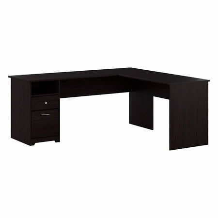 Bush Furniture Cabot 72 L Shaped Desk with Storage Espresso Oak