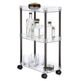 thumbnail image 5 of mDesign Slim 3-Tier Portable Household Rolling Cart with Wheels, Clear/Black, 5 of 8