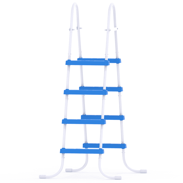 Alvantor 52in 4-Step Above Ground Pool Ladder, Iron Frame with Non-Slip Blue Steps, White and Blue