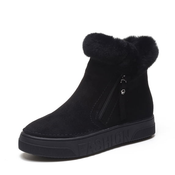 Women's Winter Ankle Boots Women's Zipper Flocking Platform Snow Boots Women's Plush Sneakers Casual Flat Shoes Women's Shoes