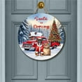 thumbnail image 2 of Santa is Coming Boxer Merry Christmas Xmas Noel Truck Tree Round Wood Sign Boxers Dog Lover Gifts Idea Hanging Wall Home Decor - 02023, 2 of 5