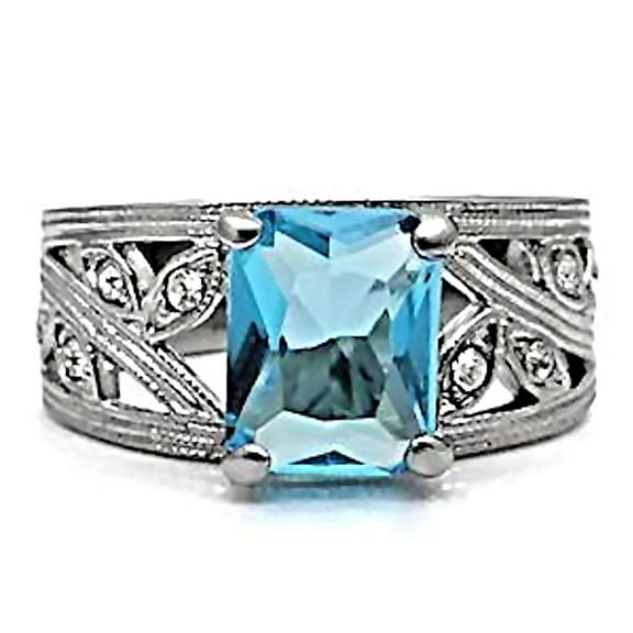 Trustmark 3.12cts Simulated Aquamarine and Ice on Fire CZ Cocktail Engagement Ring, Aquiair sz 5.0