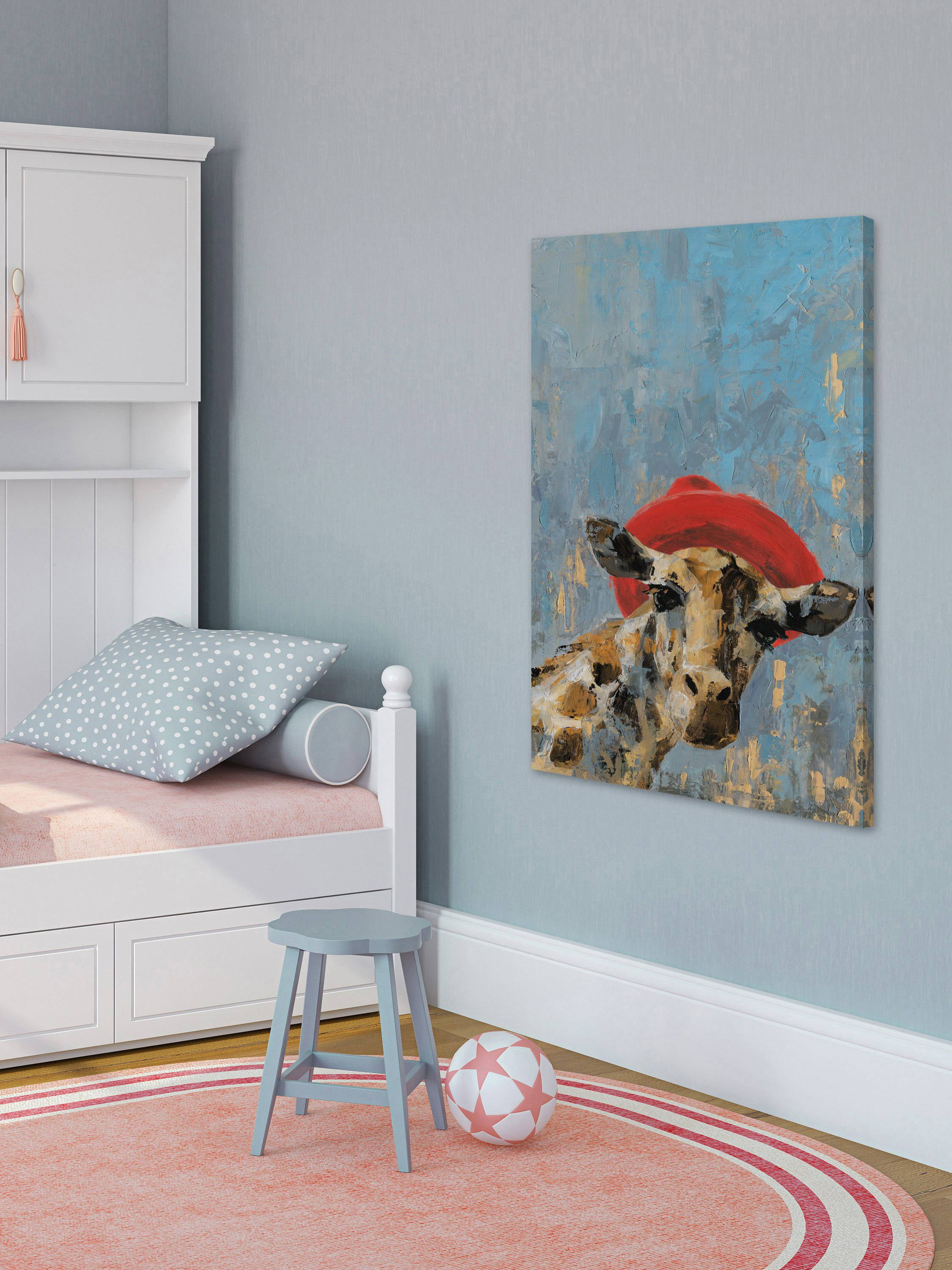 Marmont Hill Giraffe's Red Hat Canvas Wall Art