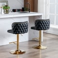 thumbnail image 4 of HomePerch Set of 2 Faux Leather Swivel Bar Stools with Adjustable Height, Wingback Tufted Backrest, and Gold Metal Legs for Kitchen Island or Dining Room, 4 of 9