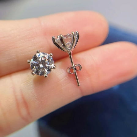 2 CT D/VVS1 Lab Diamond 14K Gold Over .925 Solitaire Stud Earrings