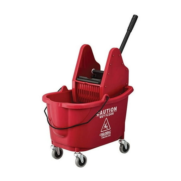 Global Industrial Mop Bucket And Wringer Combo 38 Qt. Down Press Red
