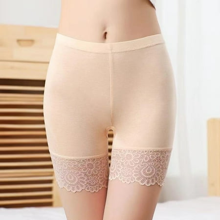 

Mishuowoti Women s Solid Pants Glare Lace Splice Non Rolling Plus Size Leggings Tight Underwear Short Pant