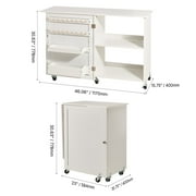 KFFKFF Sewing Table & Desk, Versatile Tailoring Machine Stand with Streamlined Design, Casters, Racks, Organizing Bins, Timber Dowels, and Magnetized Entrances, Tailoring Workstation Cabinet