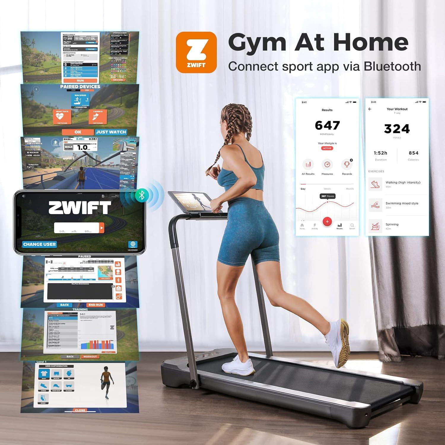Foldable Treadmill, COFUNOK 2-in-1 Walking Pad 3.0HP Under Desk Treadmill, Widened 18.1 inche Running Belt,Speeds 0.5-8Mph Exercise Treadmill 350 lbs Capacity with App Connection, Remote
