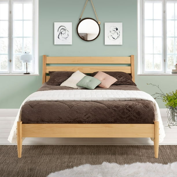 MidCentury Modern Platform Bed Queen Size Scandinavian Oak Finish