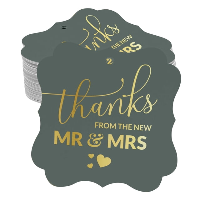 Inkdotpot Pack Of 50 Thanks From The New Wedding Paper Tags DIY Craft Bracket Shape Real Gold Foil Hang Tags