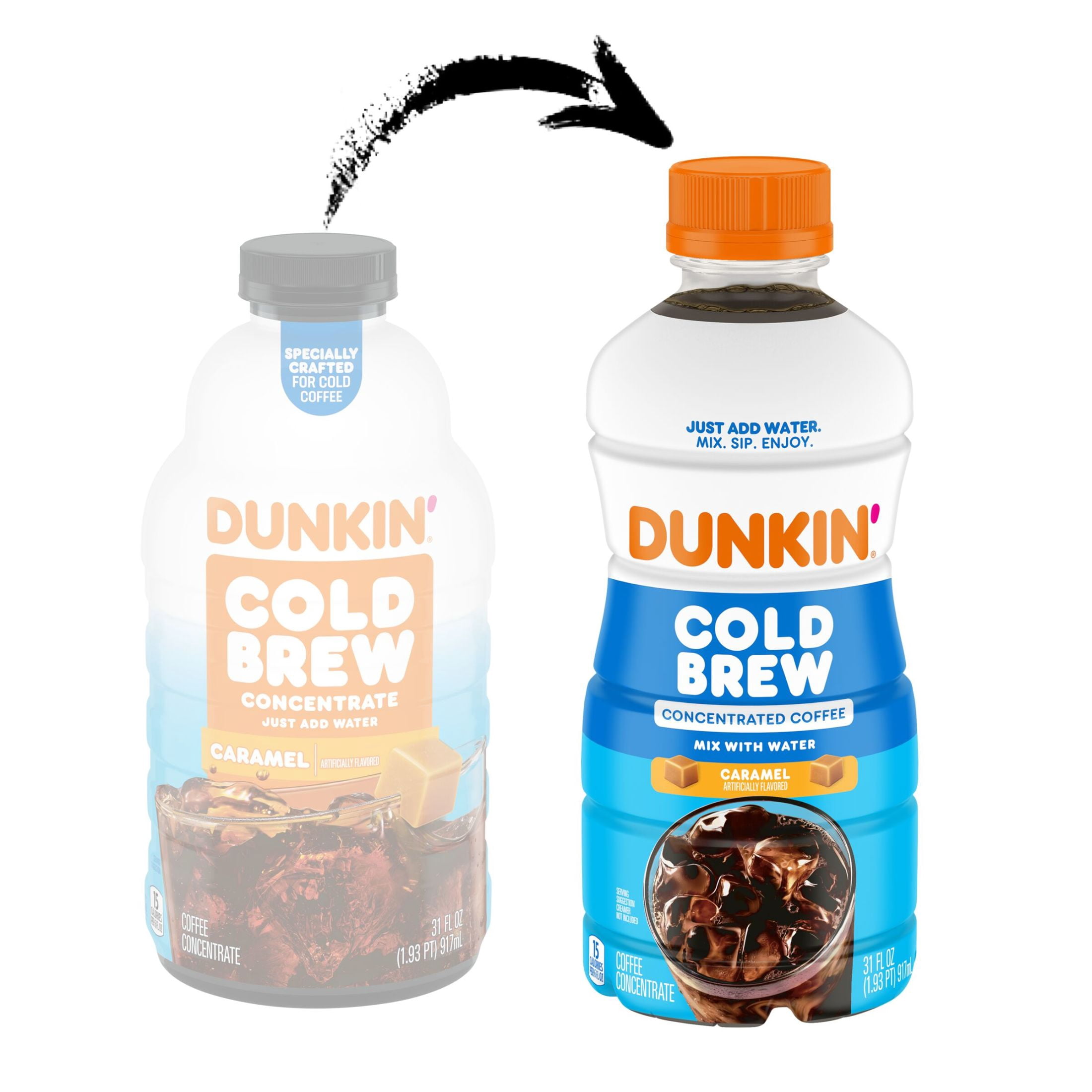 (6 pack) Dunkin’ Caramel Artificially Flavored Cold Brew Concentrated Coffee, 31 Fl oz Bottle