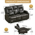 thumbnail image 4 of IPKIG LED 2-Seater Manual Reclining Loveseat Sofa with Power Recliners, Bluetooth Speakers, USB Charger, Power Outlet, Cup Holders, Faux Leather Brown, 4 of 9