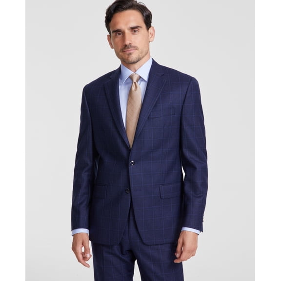 Michael Kors Mens Classic fit Suit Jacket Blazer 38 R Navy Blue Plaid Wool