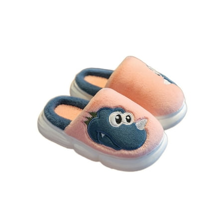 

Lacyhop Unisex Kids Plush Clogs Closed Toe House Slippers Memory Foam Winter Warm Slipper Walking Non-slip Fuzzy Slides Comfort Cartoon Indoor Shoes Pink 9C